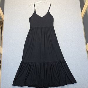 Nuco Black Maxi Dress Women’s Medium Spaghetti Strap Flowy Tiered